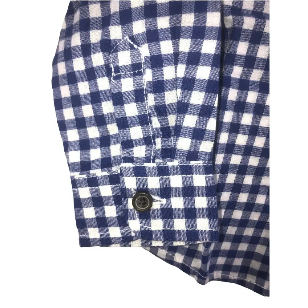 NWT Cat & Jack Boys' Blue Gingham Plaid Button Down Top Baby Size 12 Months - Picture 4 of 7